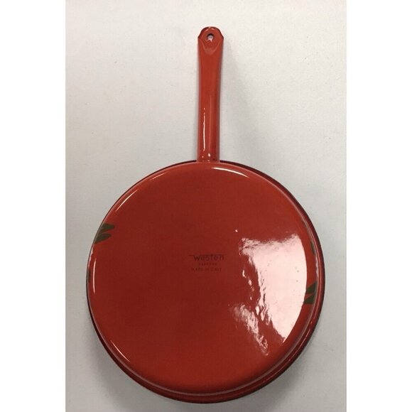 Westen Bessano Italy Vintage Lot Of 3 Red Farmhouse Enamel Pot/Pan/Lid ❤️ - Picture 8 of 9